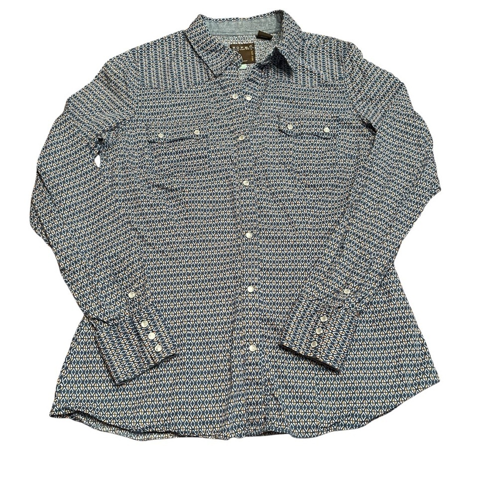 Roper Western Diamond Print Long Sleeve Snap Up Shirt Size S